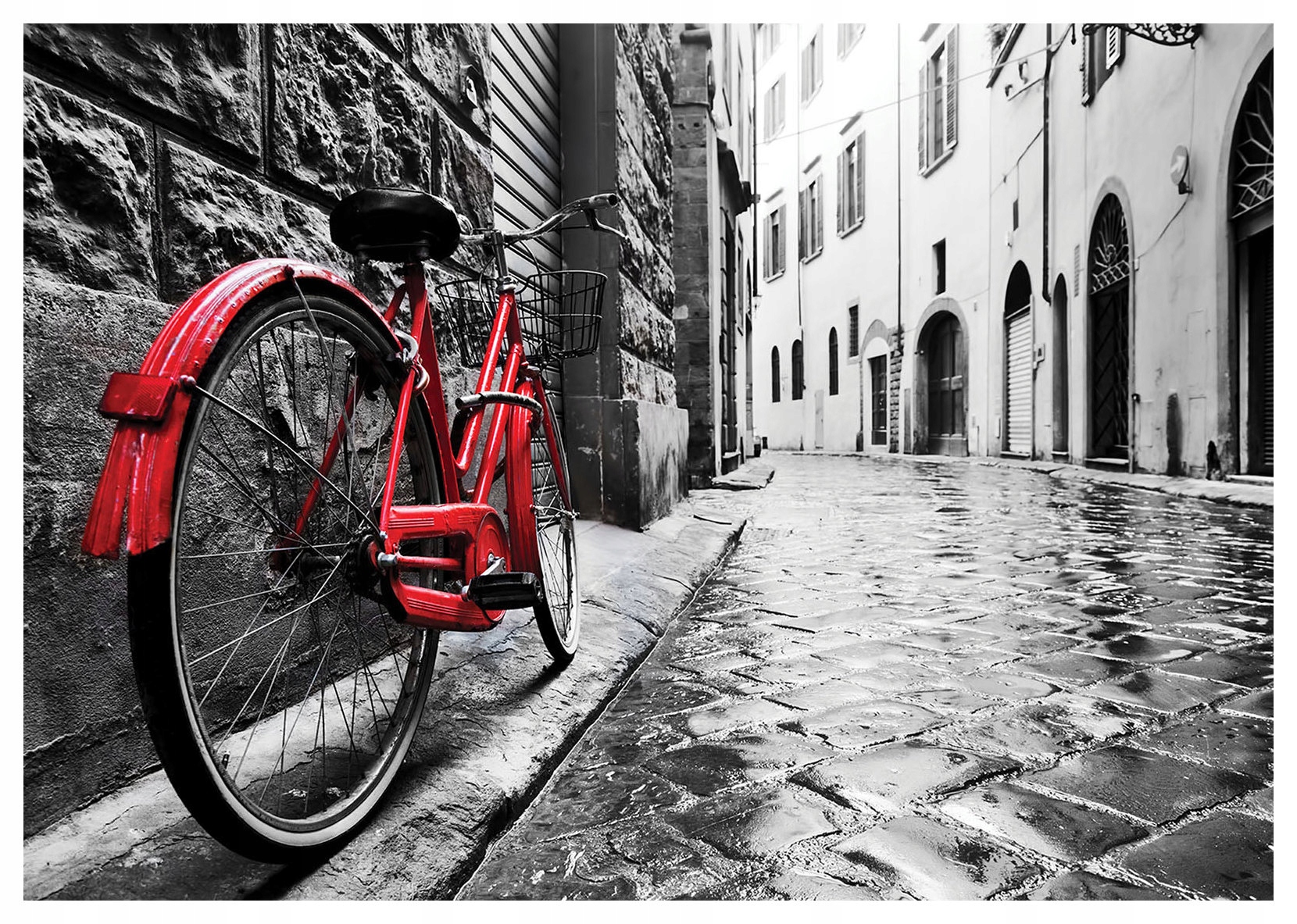 Fototapeta Červené kolo ulice město vinylová 254x184 lepidlo