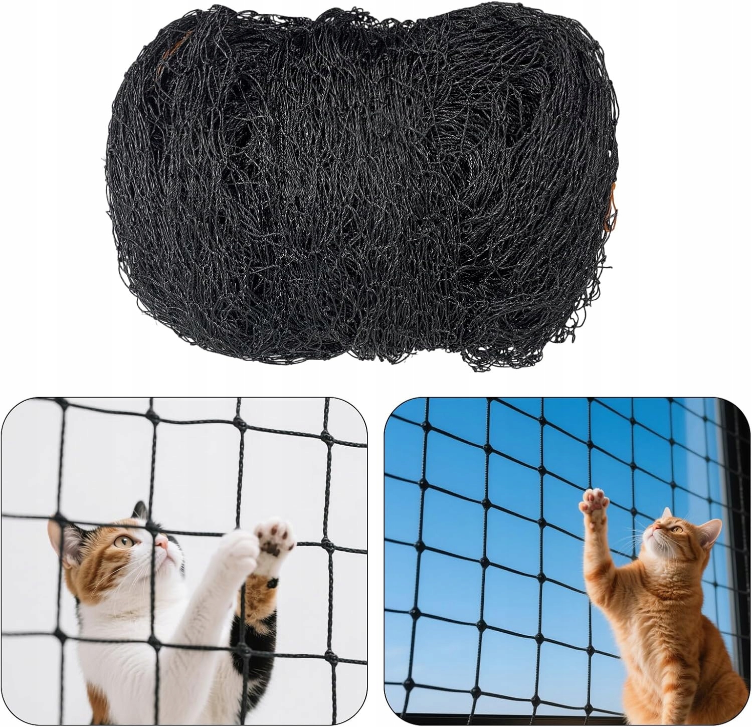 Síť Pro Kočky 8 x 3 m Síť Na Balkon Ochranné Okno Silná Velká 2,6 x 2,6 cm