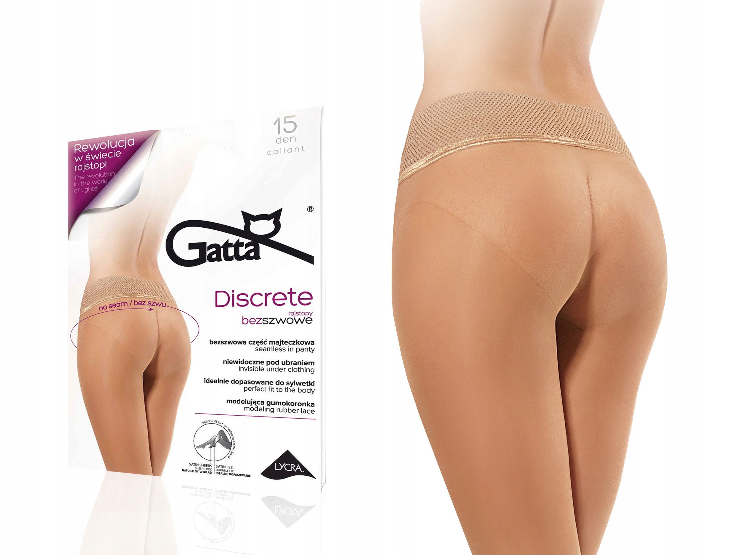 

Gatta Discrete rajstopy bezszwowe, daino, 3-M