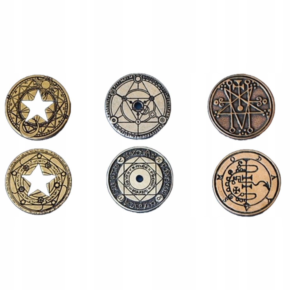 ZESTAW 12 MAGICZNYCH METALOWYCH MONET LARP RPG Producent Drawlab