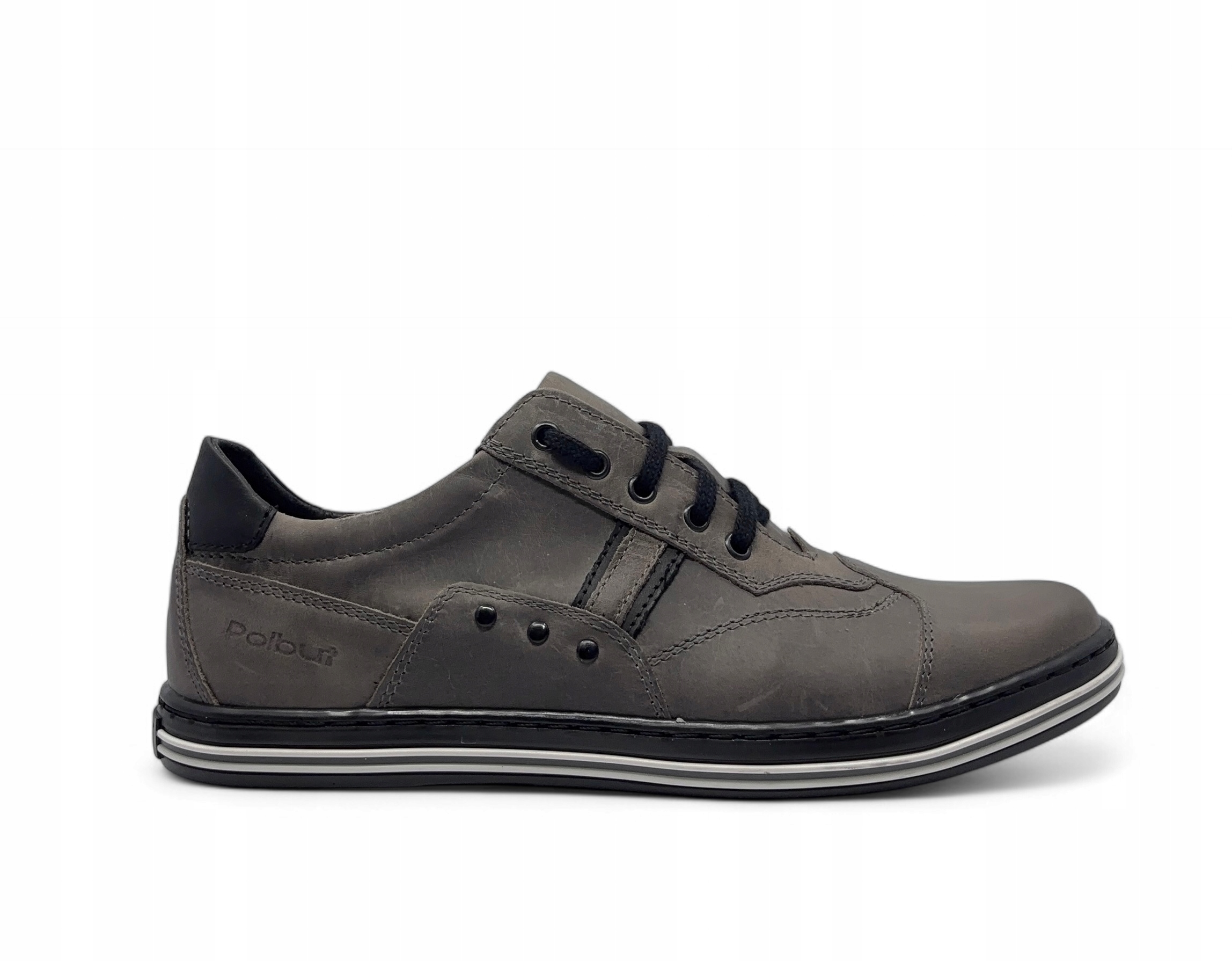Pánské polobotky model 1801 Polbut šedé přírodní kůže, velikost 40