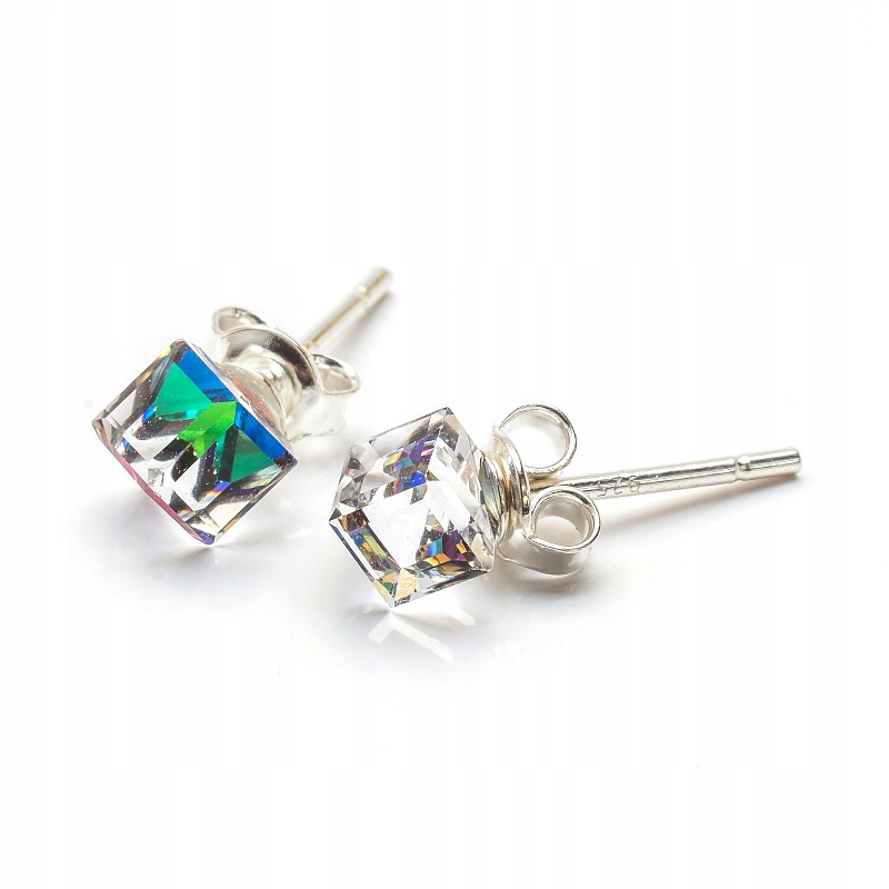 

Srebrne Kolczyki 925 Swarovski Cube 4mm VM