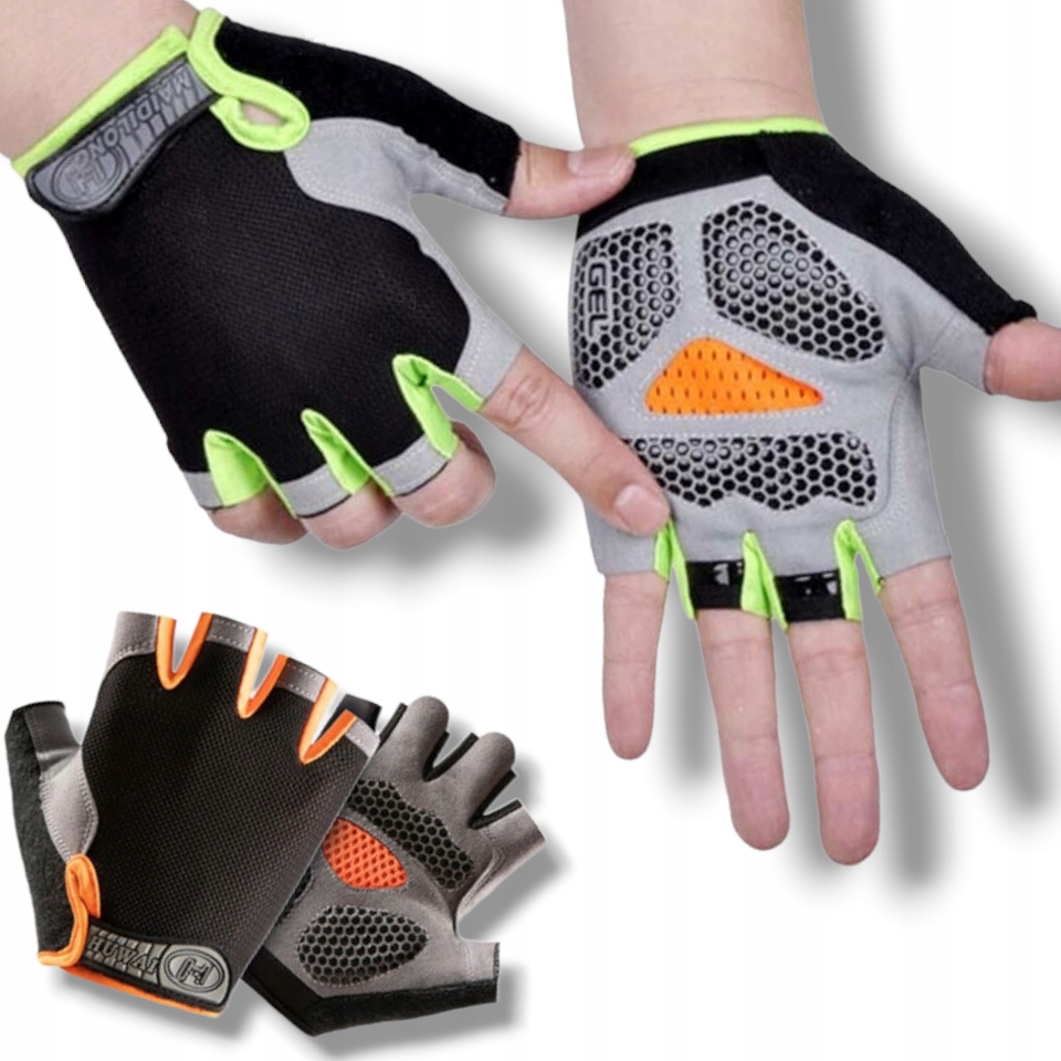 RĘKAWICZKI ROWEROWE KOLARSKIE LETNIE KRÓTKIE BEZ PALCÓW WKŁADKI ŻELOWE GEL