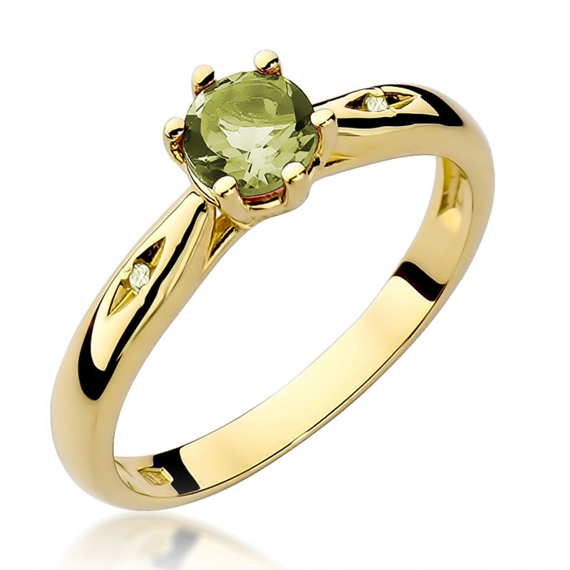 

Pierścionek Złoty Z Oliwinem I Brylantami