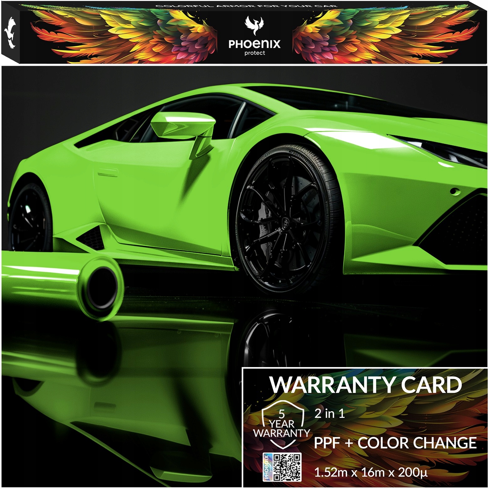 Farebná fólia Ppf Phoenix Protect Zmena farby auta Gloss Viper Green