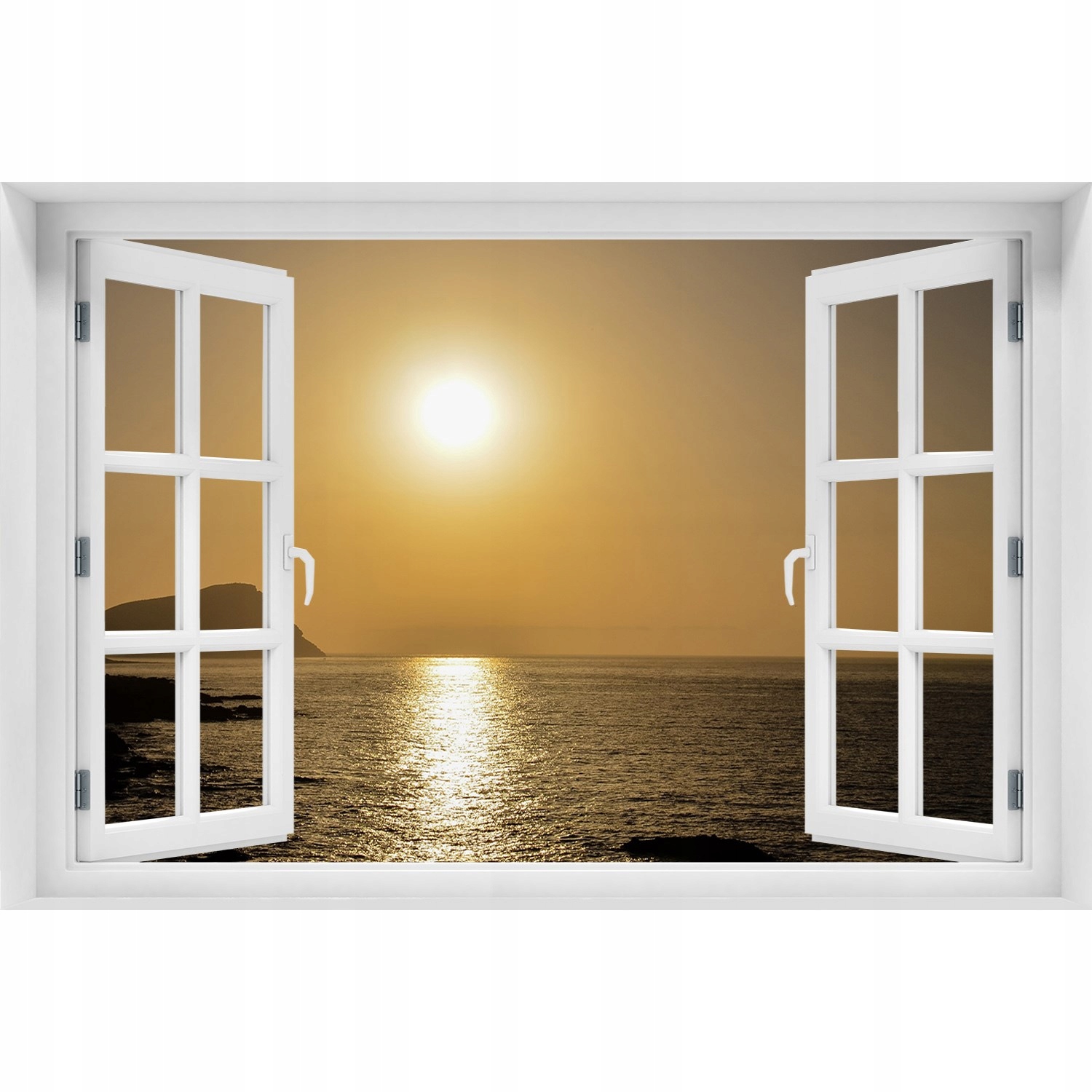 

Naklejka tapeta 3D Okno Zachód słońca morze 120x80