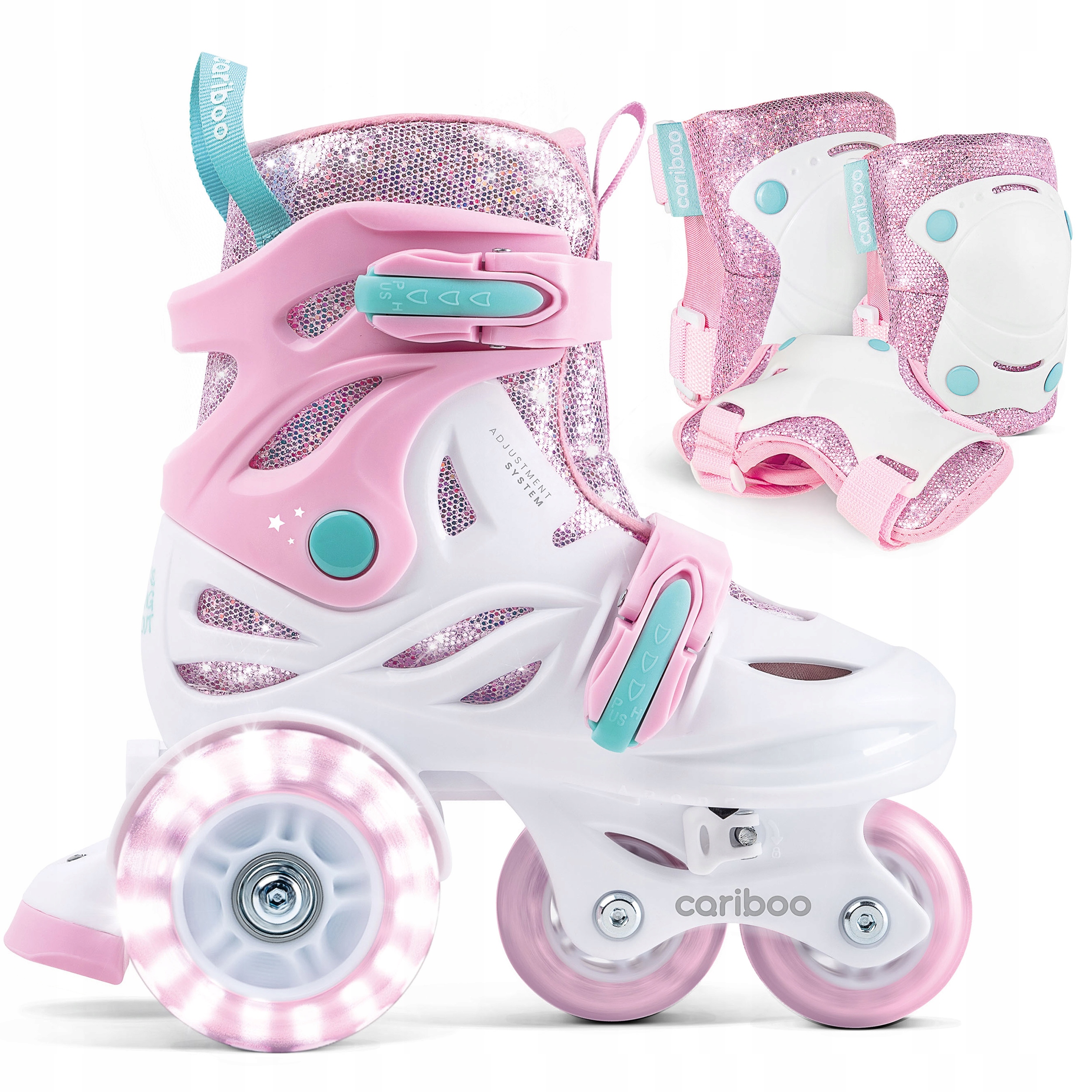 Zestaw rolki dziecięce Cariboo Ballerina (31–35) różowe ochraniacze