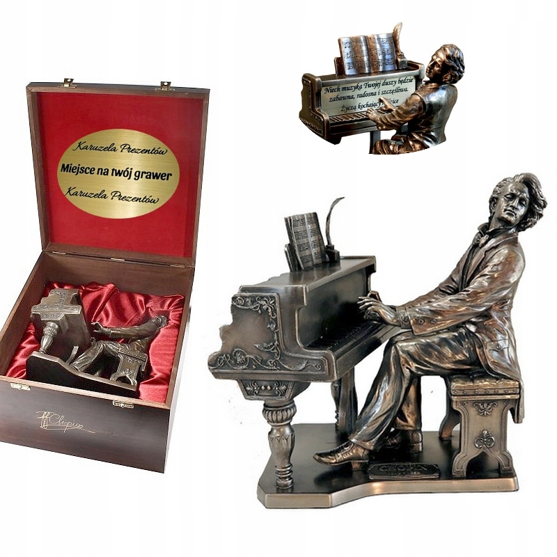 Fryderyk Chopin Figurka Odmena Pre Klaviristu Drevená Darčeková Krabička
