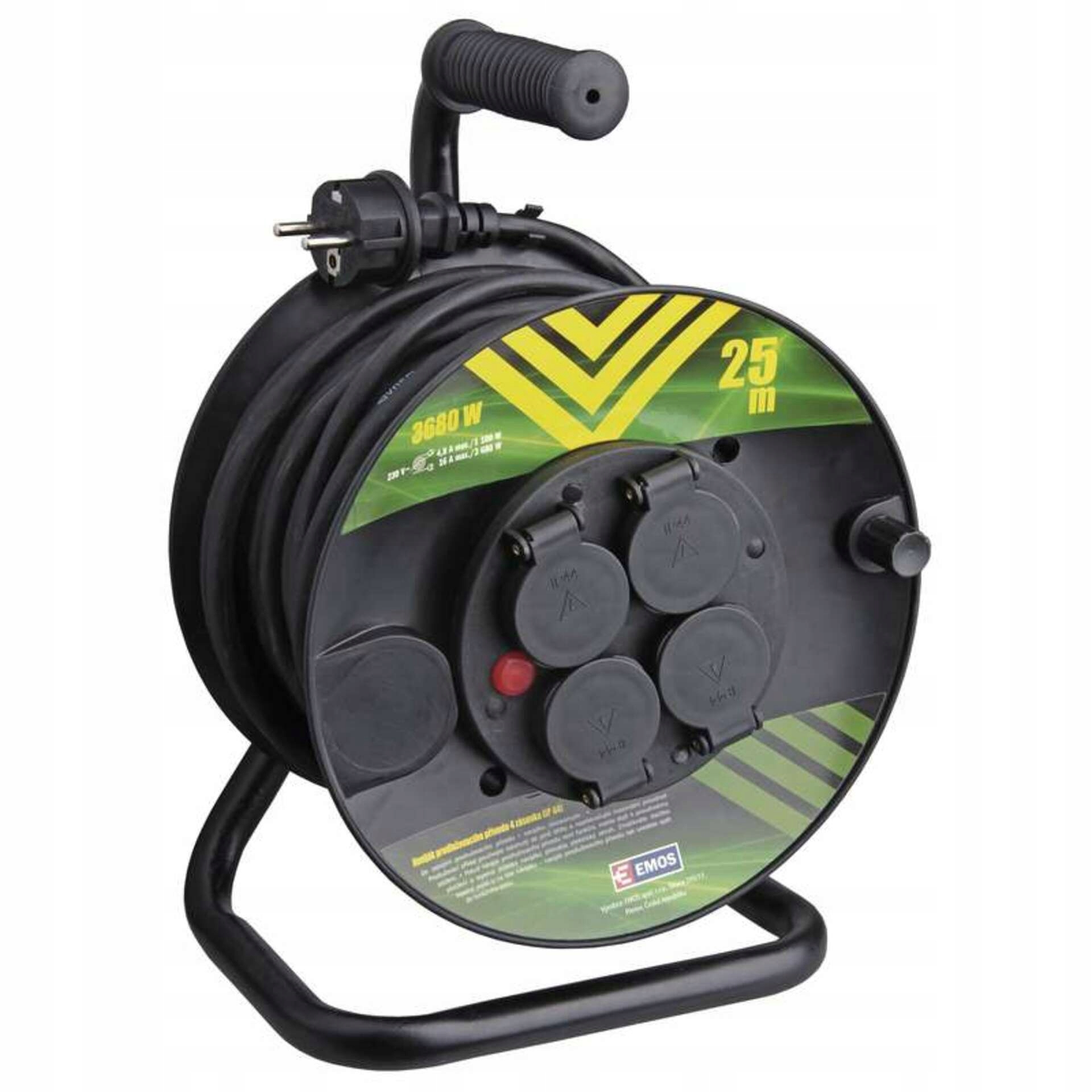 Emos Gumový predlžovací kábel na bubne 4 zásuvky 25m 1908242503