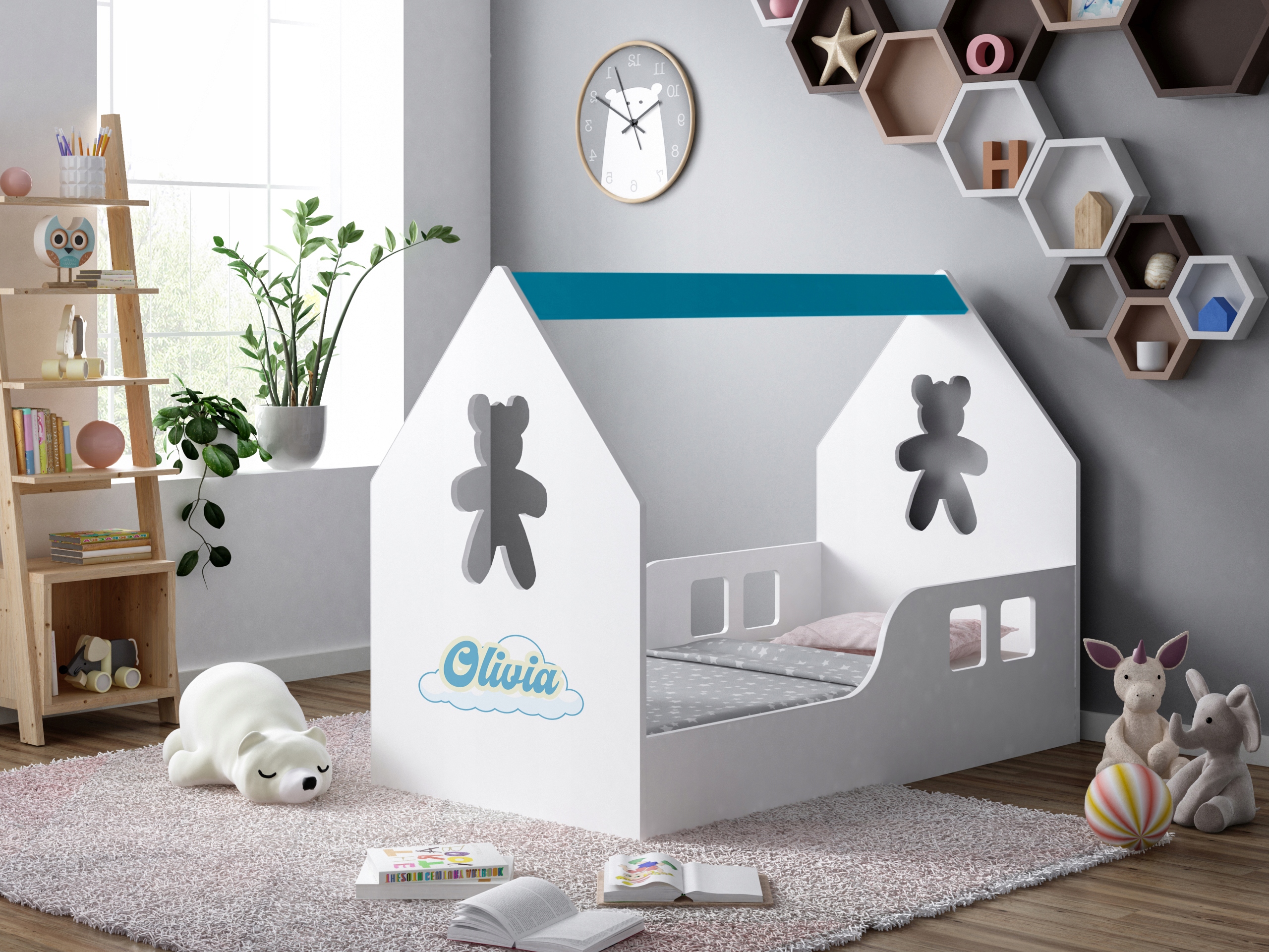 ŁÓŻKO HOUSE 140/70 BŁĘKIT+ MATERAC Typ łóżko pojedyncze