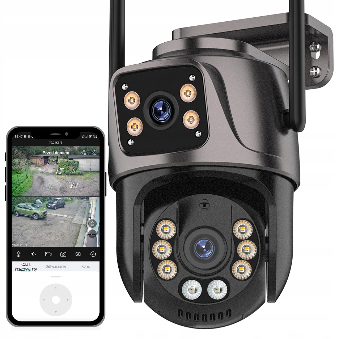 PODWÓJNA KAMERA 2W1 ZEWNĘTRZNA OBROTOWA IP WIFI FULL HD+ DO MONITORINGU
