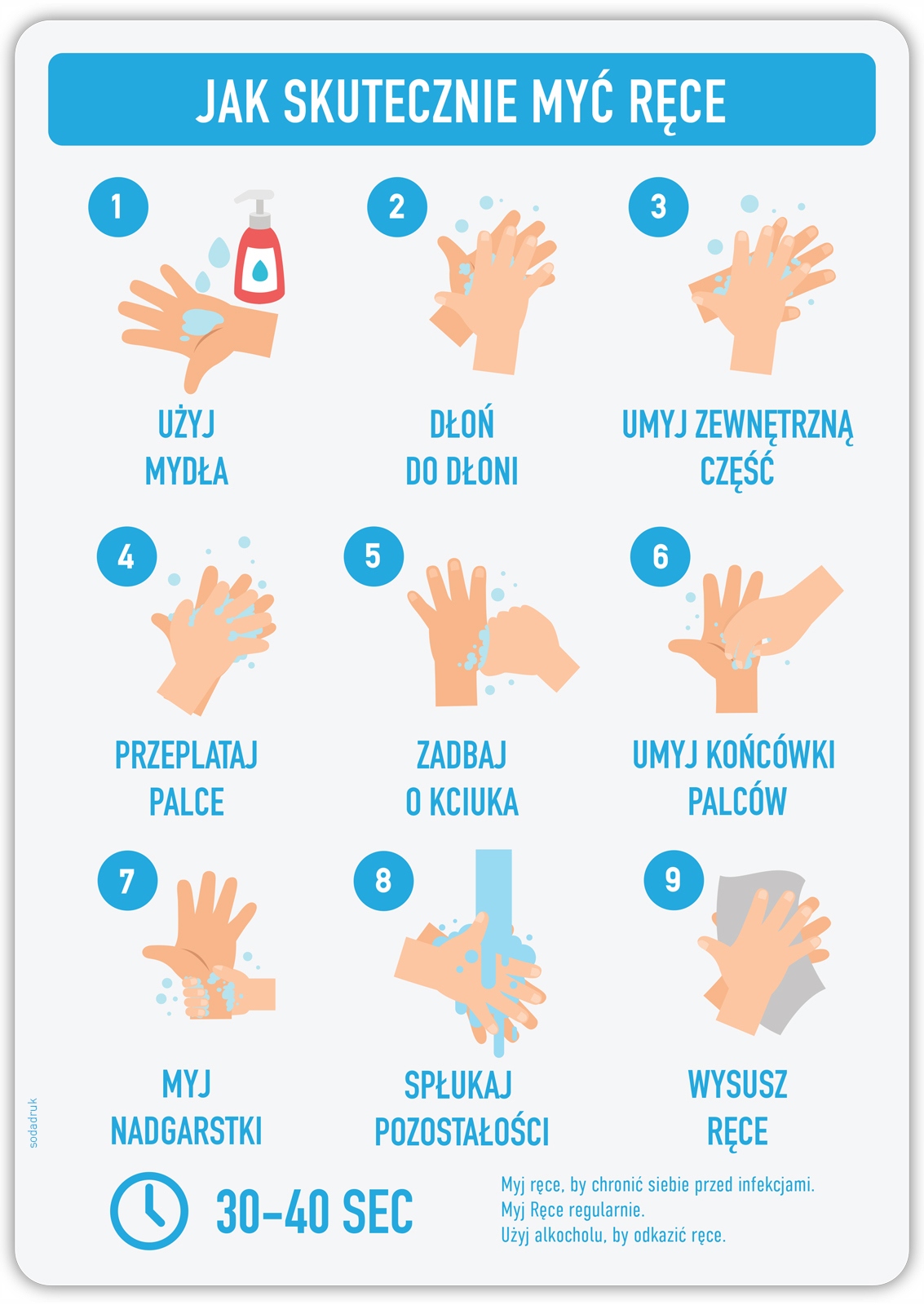 

Naklejka Myj Ręce Bhp higiena miejsca publiczne A5