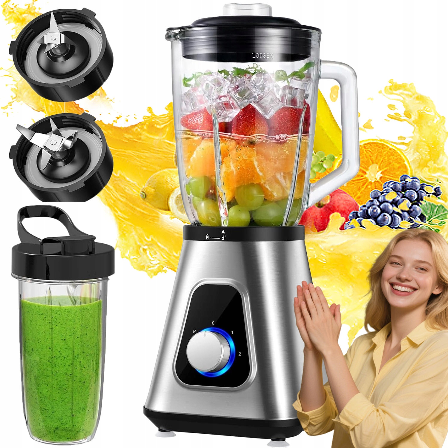 Stolní Mixér Na Ovoce 1300 W Rozmixuje Samočistící Led O Objemu 1.5 L