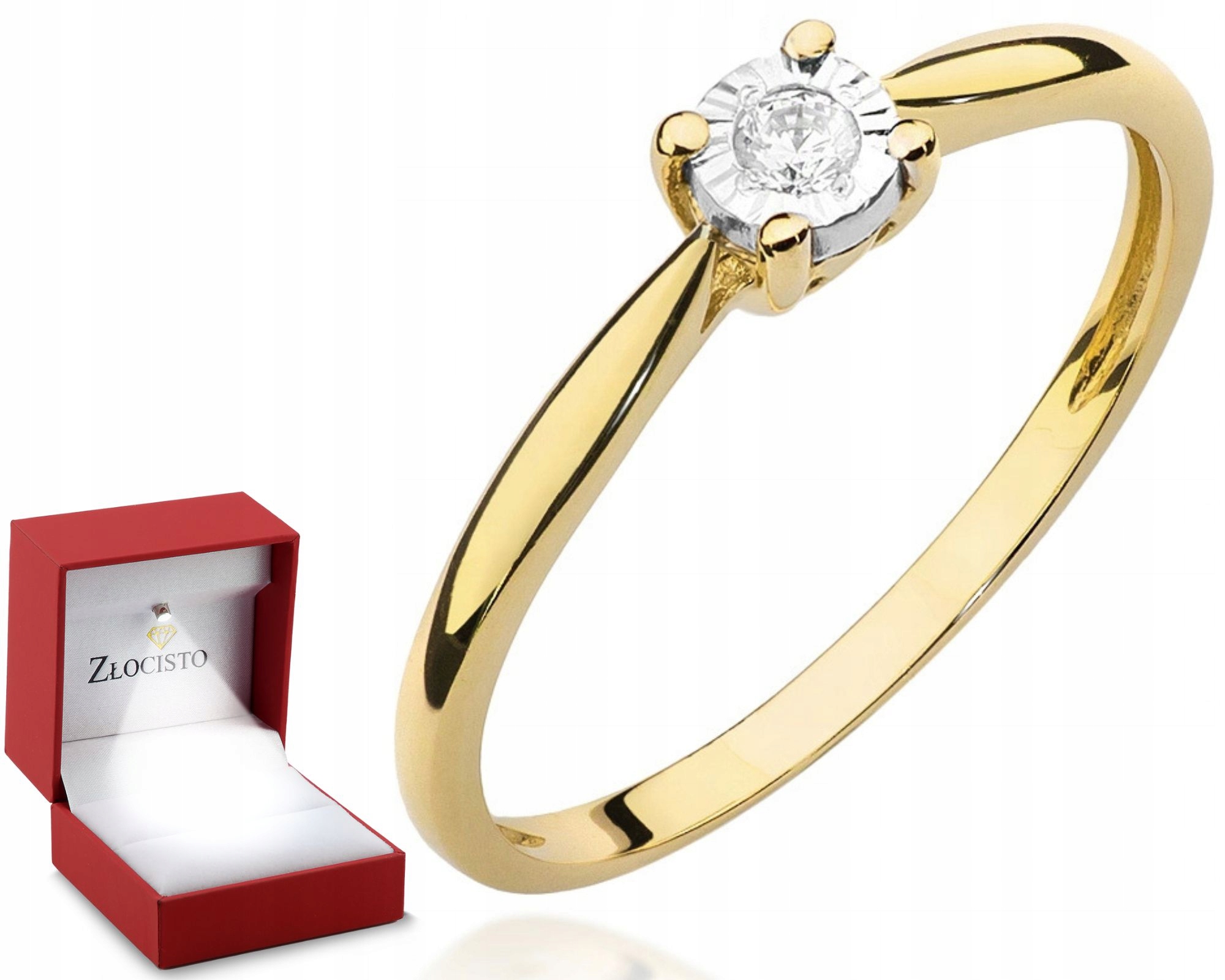 Prstýnek s briliantem 0,08 ct 585 Gravírování Bonus