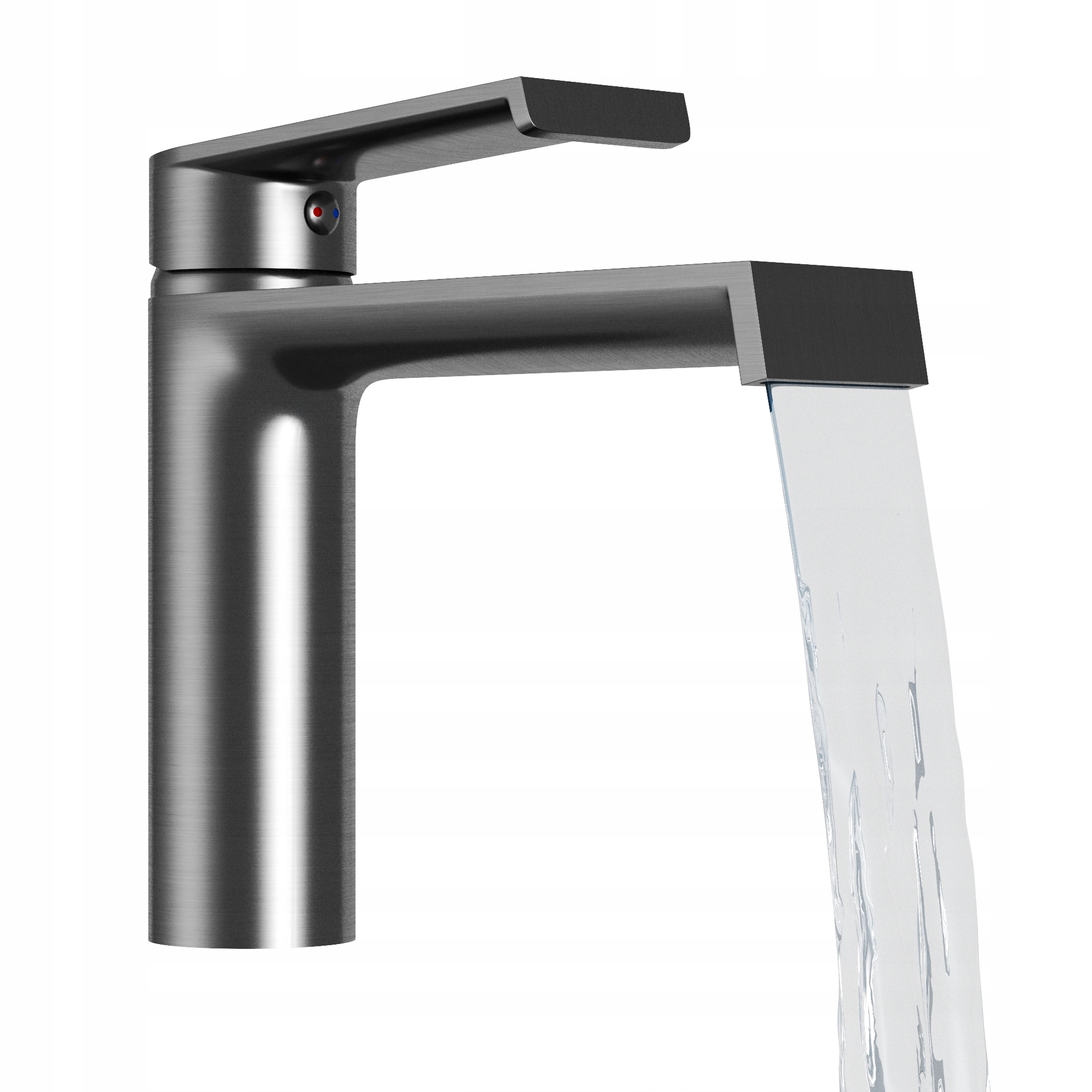 Kúpeľňová Umývadlová Batéria, Kohútik Nízky, Jednopákový, Z Guľatiny Gun Grey