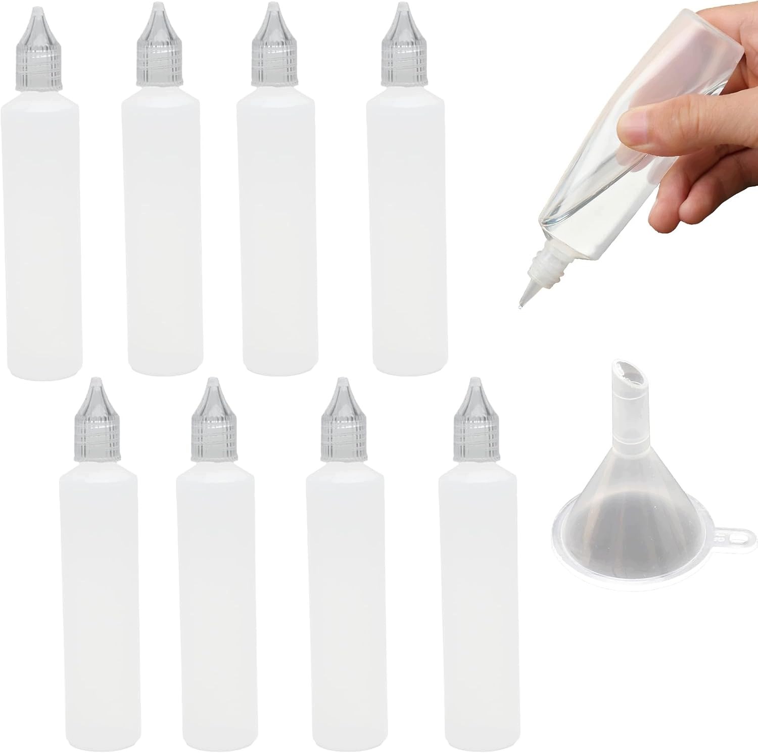 Butelki z kroplomierzem 30 ml przezroczyste z pokrywką 8 sztuk