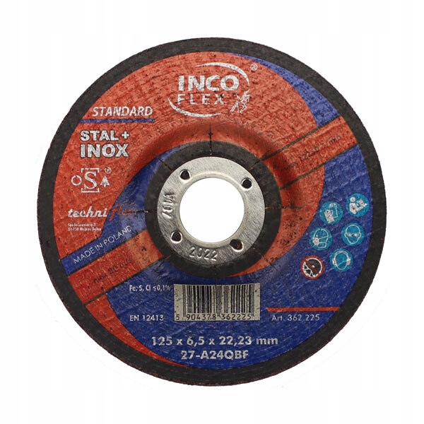 

Tarcza do szlifowania IncoFlex 125x6,5x22mm