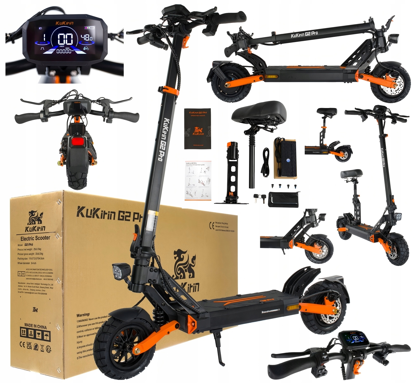 Nová Kukirin G2 pro 2026 Elektrické vozíky pro dospělé 45 km/h 1000 W 48 V 15,6 Ah