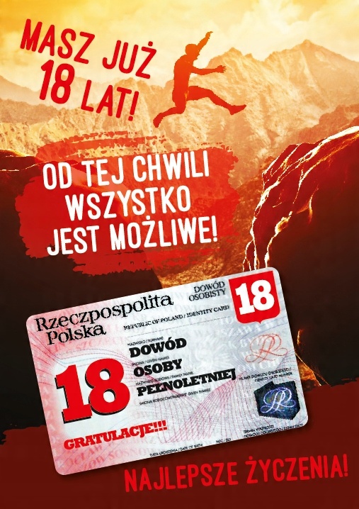 

Cudowna Kartka, dla Chłopaka na 18stkę