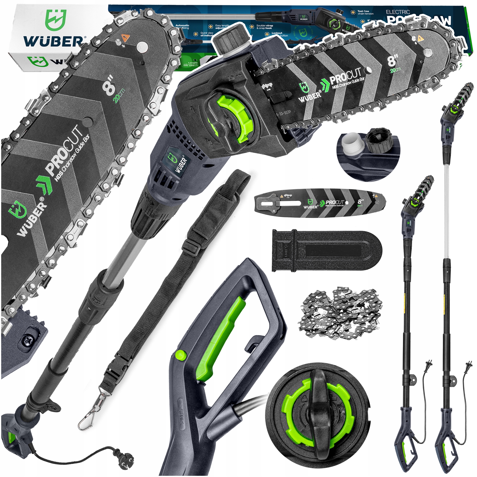 Elektryczna Piła Łańcuchowa Pilarka Na Wysięgniku Teleskopowym Mocna Wuber