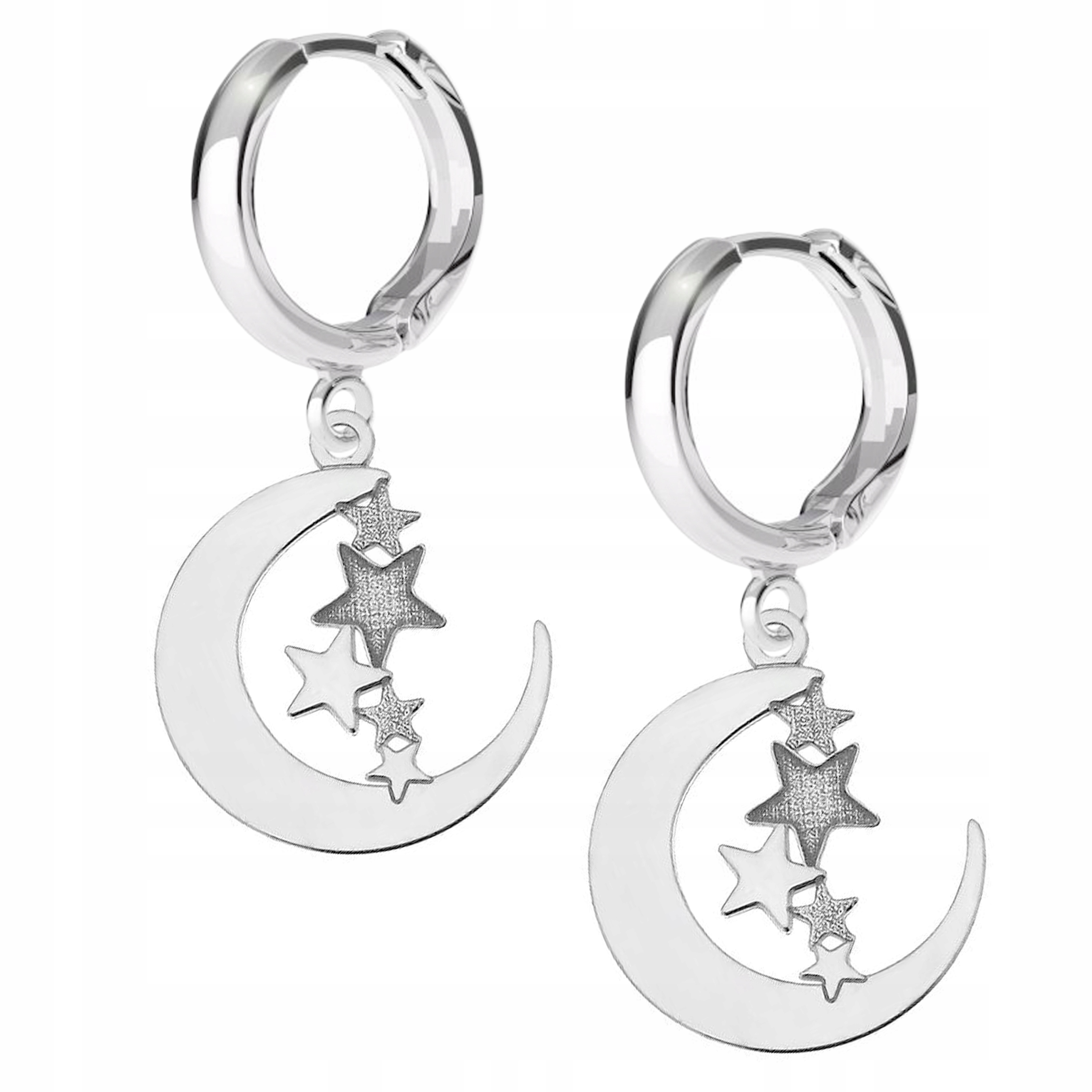 Stříbrné náušnice Měsíc Hvězdičky Stars Moon 925