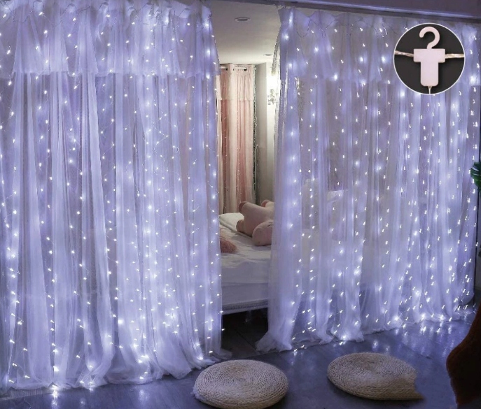 Lampki kurtyna drucik barwa zimna 3x3 m 300 LED