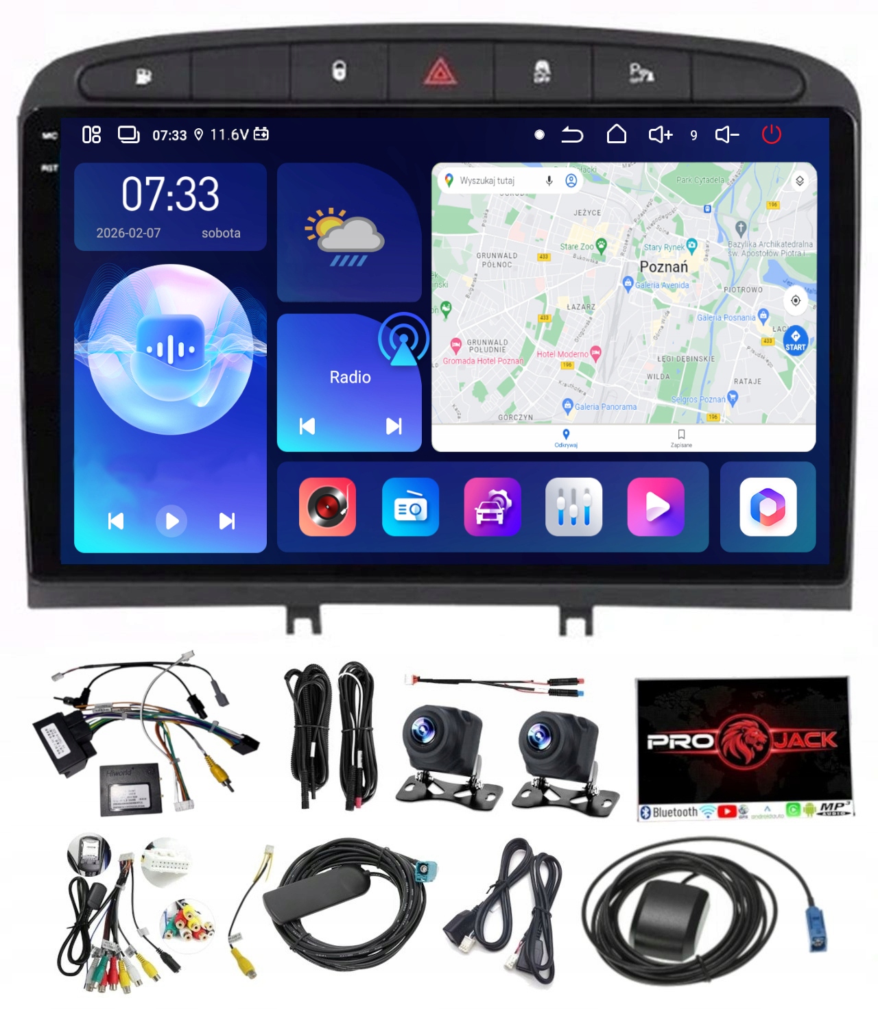 Autorádio S Navigací Carplay Android Auto Bt Peugeot 308 408 Wifi 6GB Ram 128GB Rom Sim