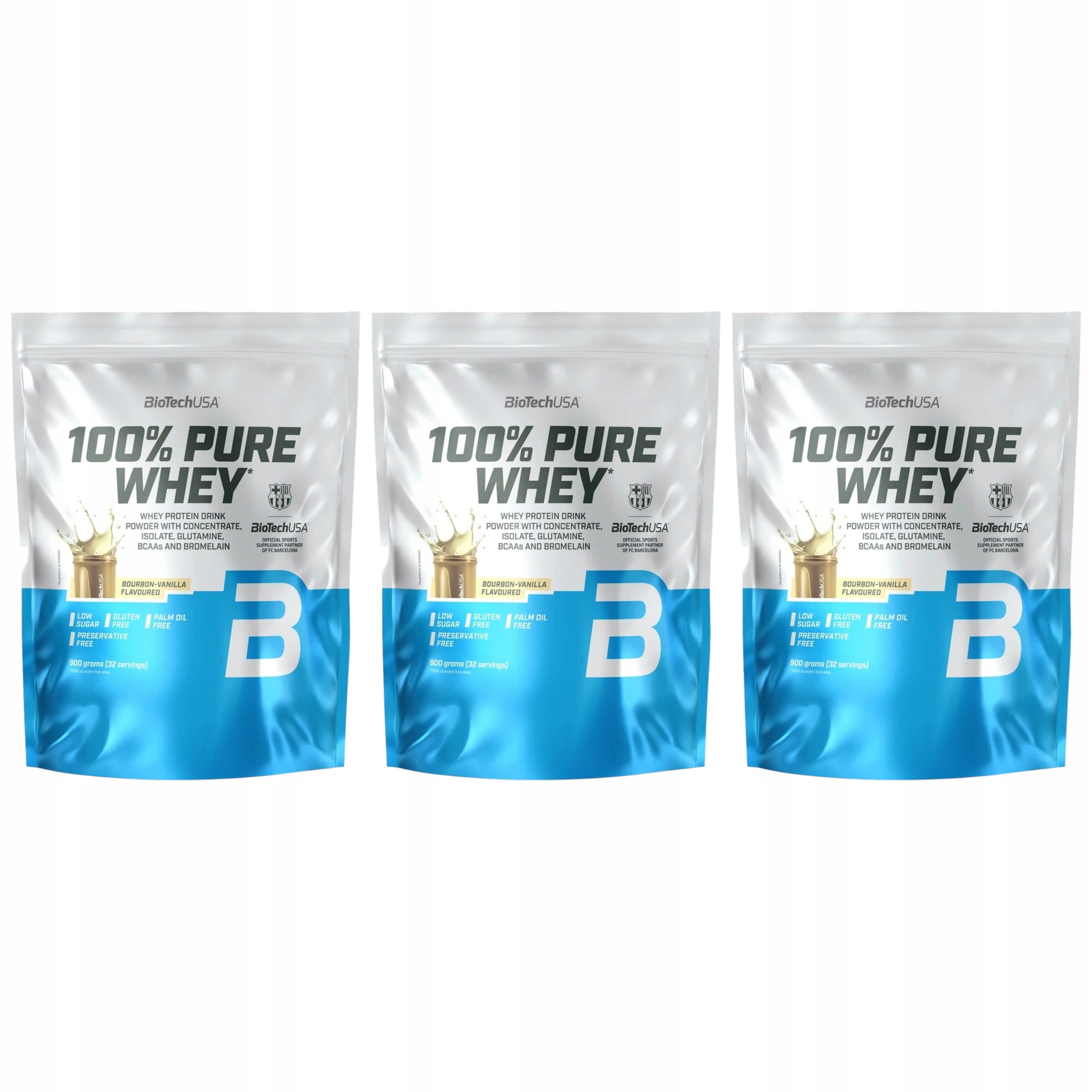 3x Vanilkový protein Biotech 100% Pure Whey Koncentrát Izolát Wpc Wpi 900 g