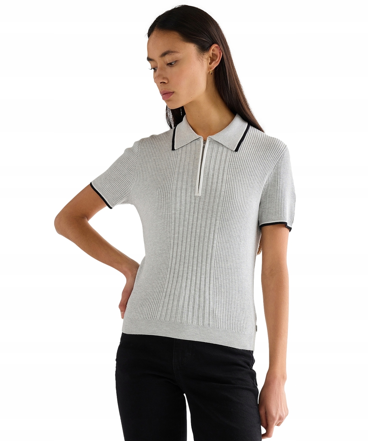 Košile Wrangler Quarter Zip Polo 112378105 Grey Heather S