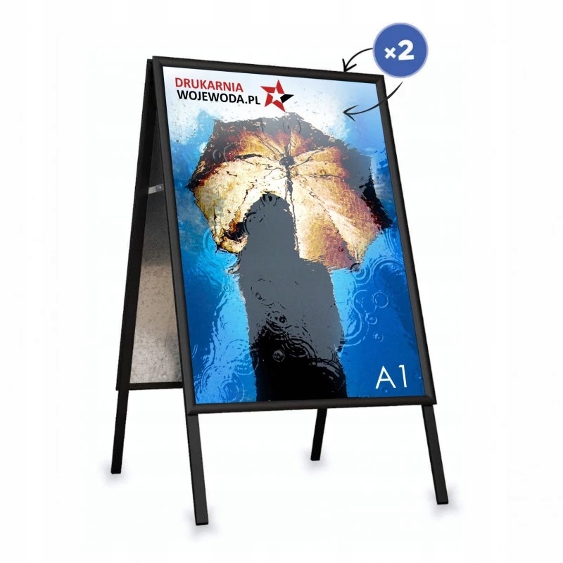 

Potykacz A1 dwustronny Owz plakat Folia Czarny