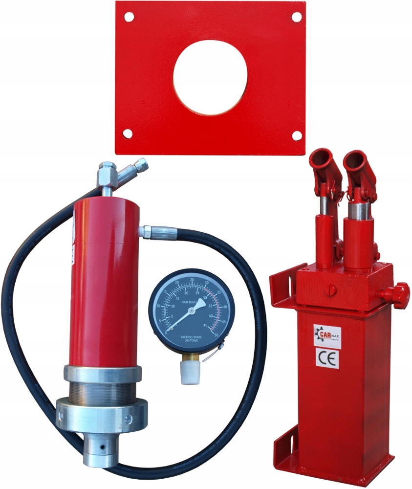 Pompa Podwójna Siłownik 30T+ Płyta Montażowa Manometr Wąż Prasa 30T