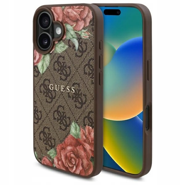 Guess GUHMP16SP4ROPEMCW iPhone 16 6.1" hnědý/brown hardcase 4G Flowers