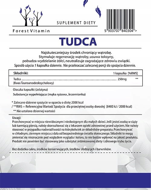 Forest Vitamin - TUDCA 250mg 60kapsułek Marka Forest Vitamin