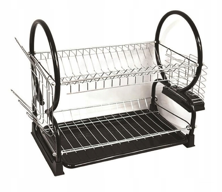 SUSZARKA DO NACZYŃ DUŻA 2 POZIOMY OCIEKACZ CZARNA