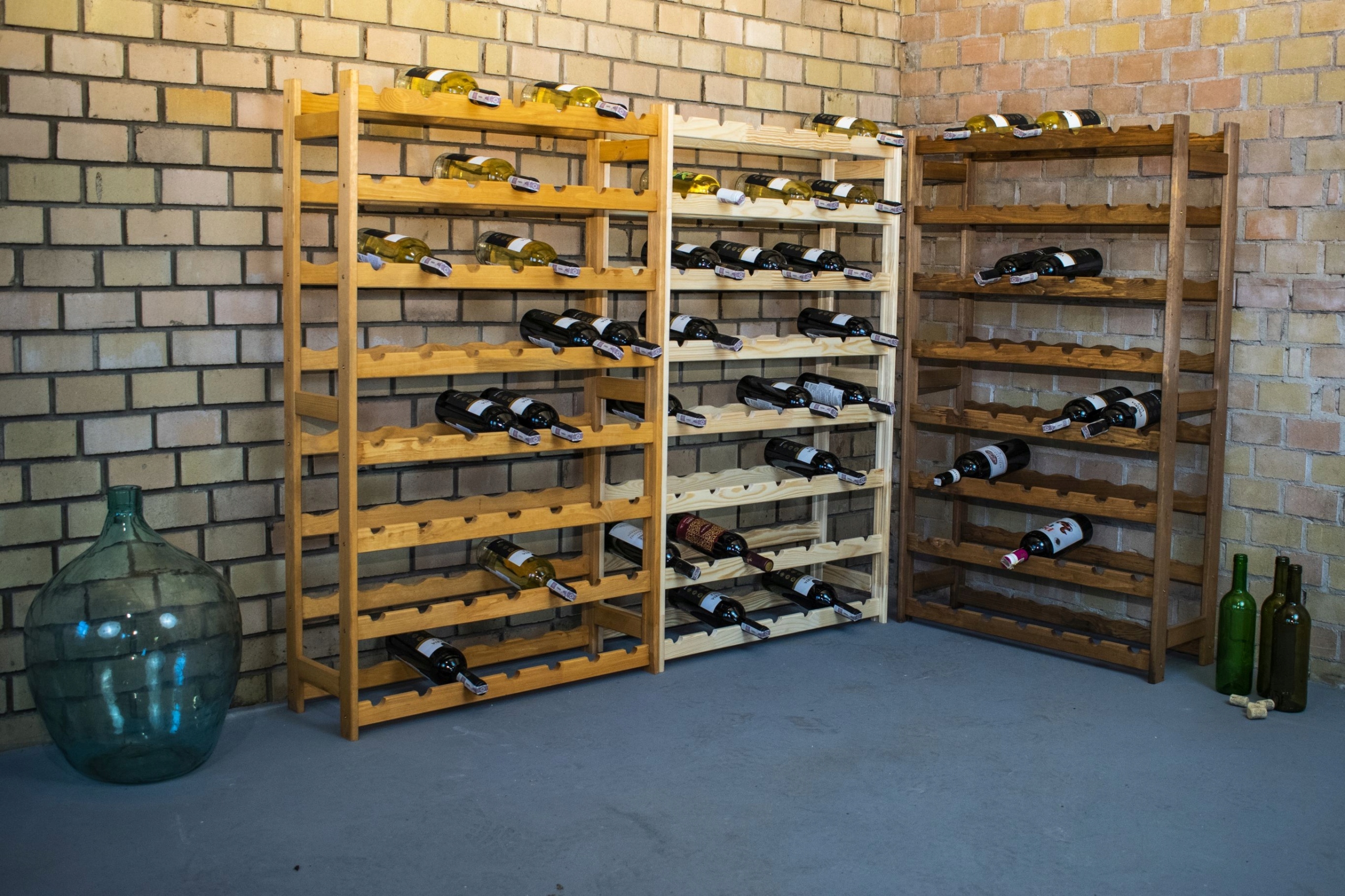 DREWNIANY REGAŁ STOJAK NA WINO 56 BUTELEK Wysokość produktu 120 cm