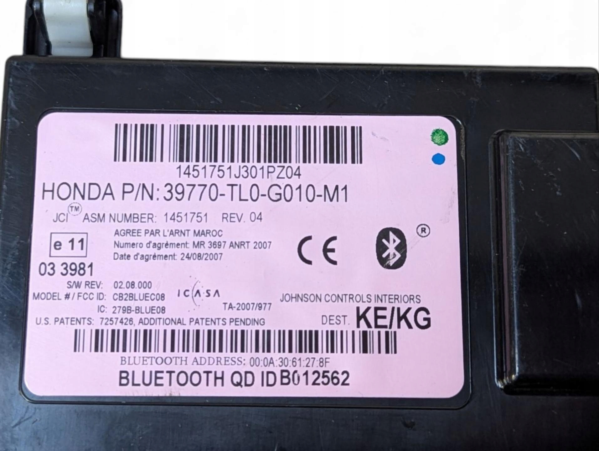 control unit Bluetooth Honda Accord 8 2009 39770-TL0-G010-M1