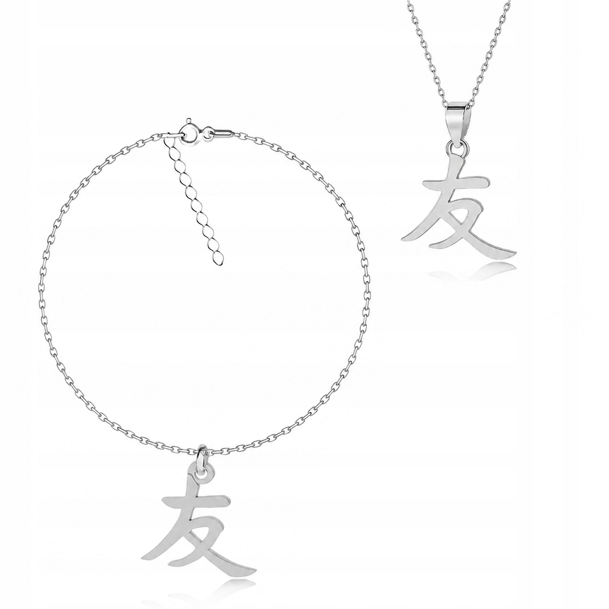 Kanji japonské znamení přátelství stříbrný komplet ankr stříbro 925
