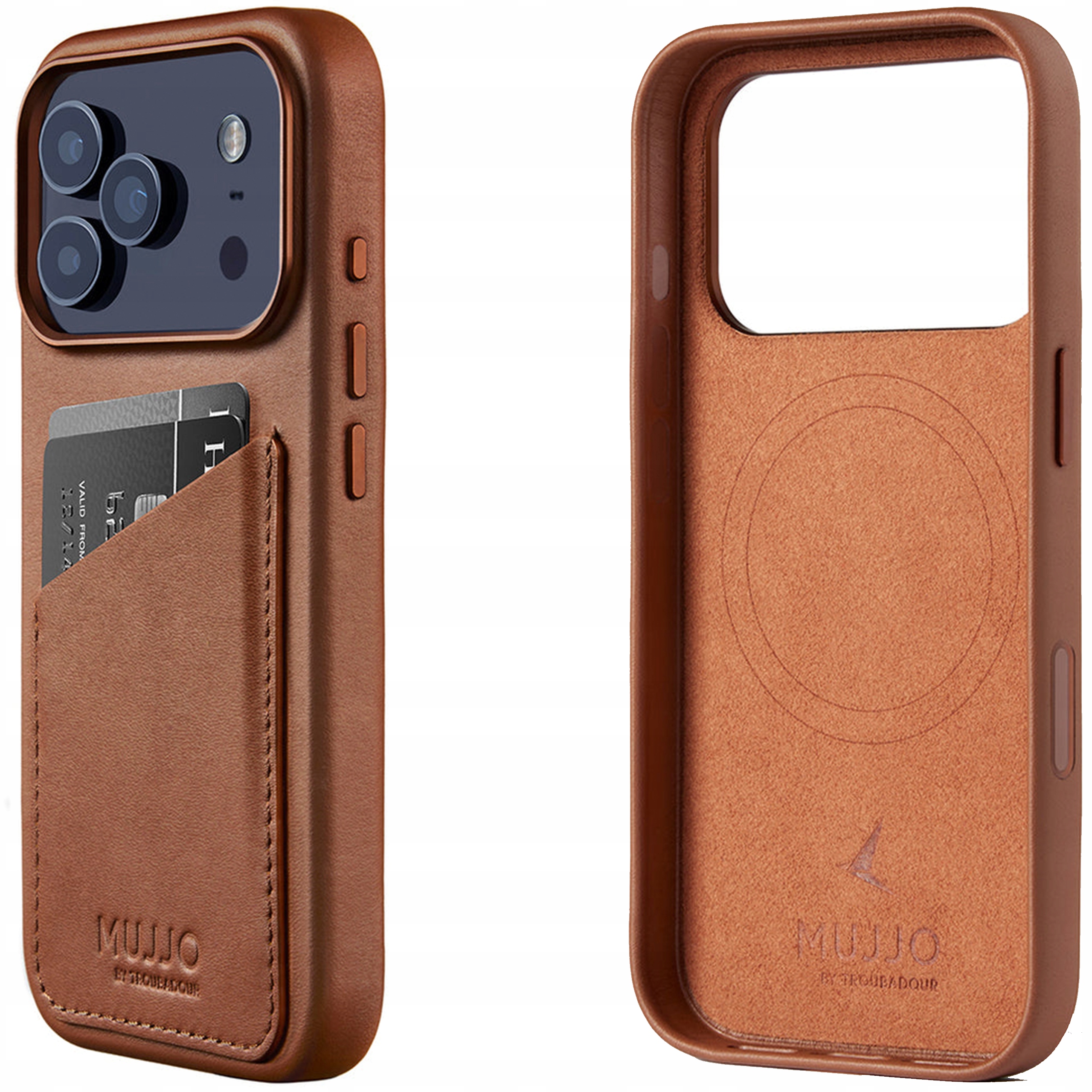 Mujjo Wallet Leather Case Etui Skórzane na Karty MagSafe do iPhone 17 Pro