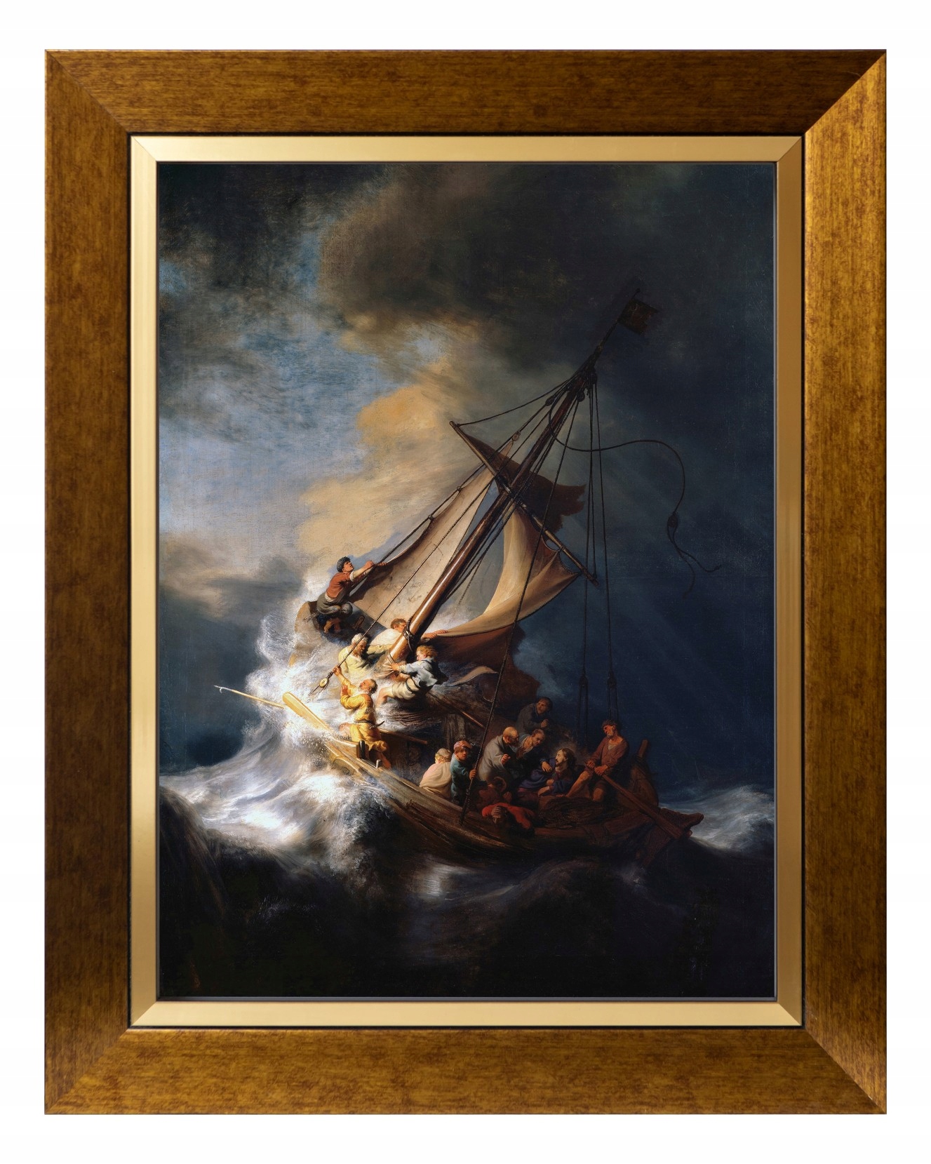 Bouře Na Galilejském Jezeře Obraz Na Plátně Ve Zlatém Rámu 30X40