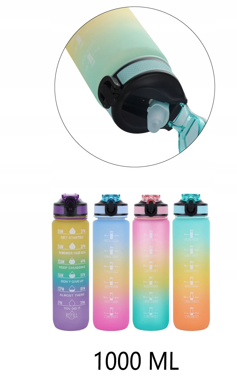 BIDON NA WODĘ 1000ML RÓŻOWY OMBRE Marka bez marki