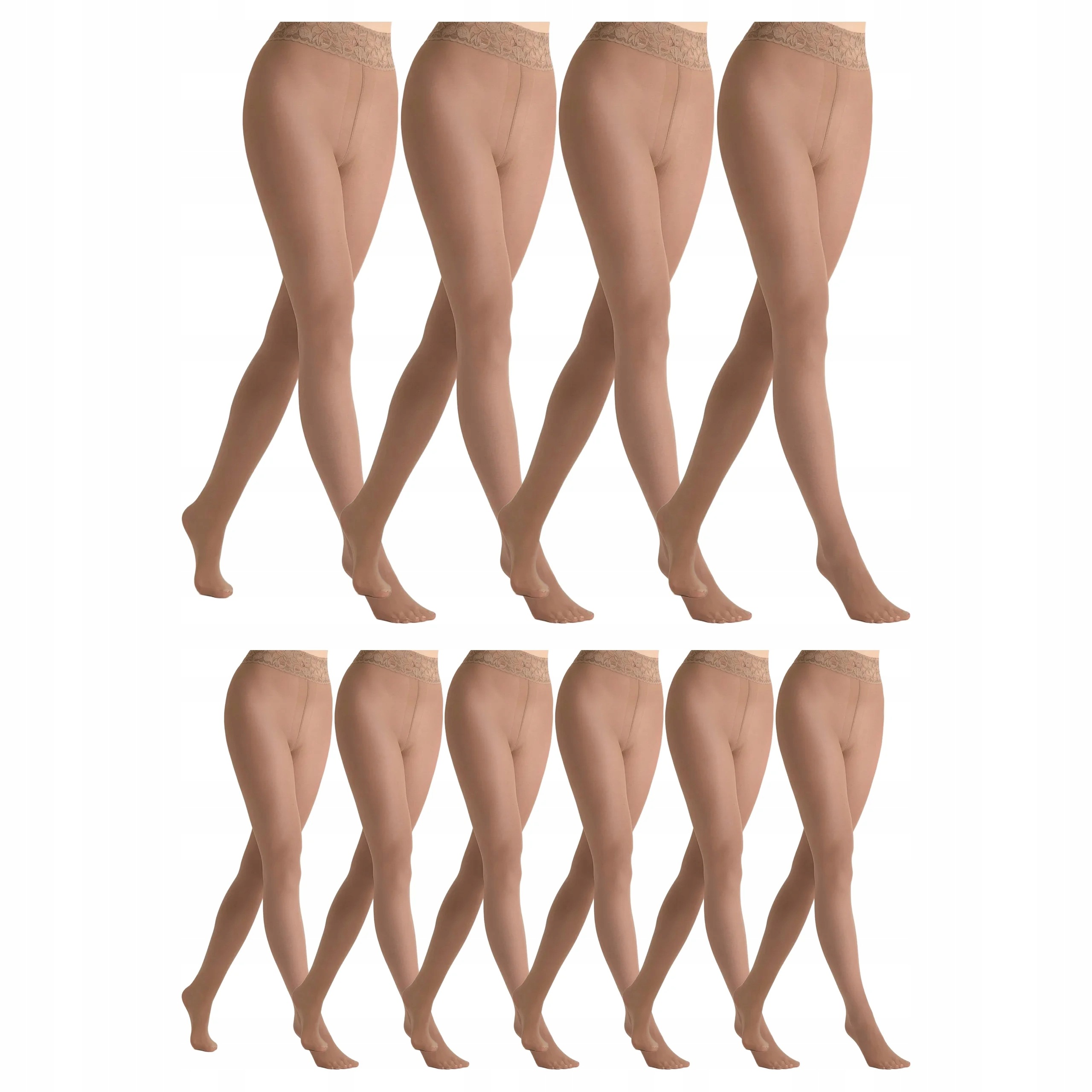 10 x Punčocháče 30 den bez kalhotek s krajkou Erotic Silk Marilyn Nude 5-XL