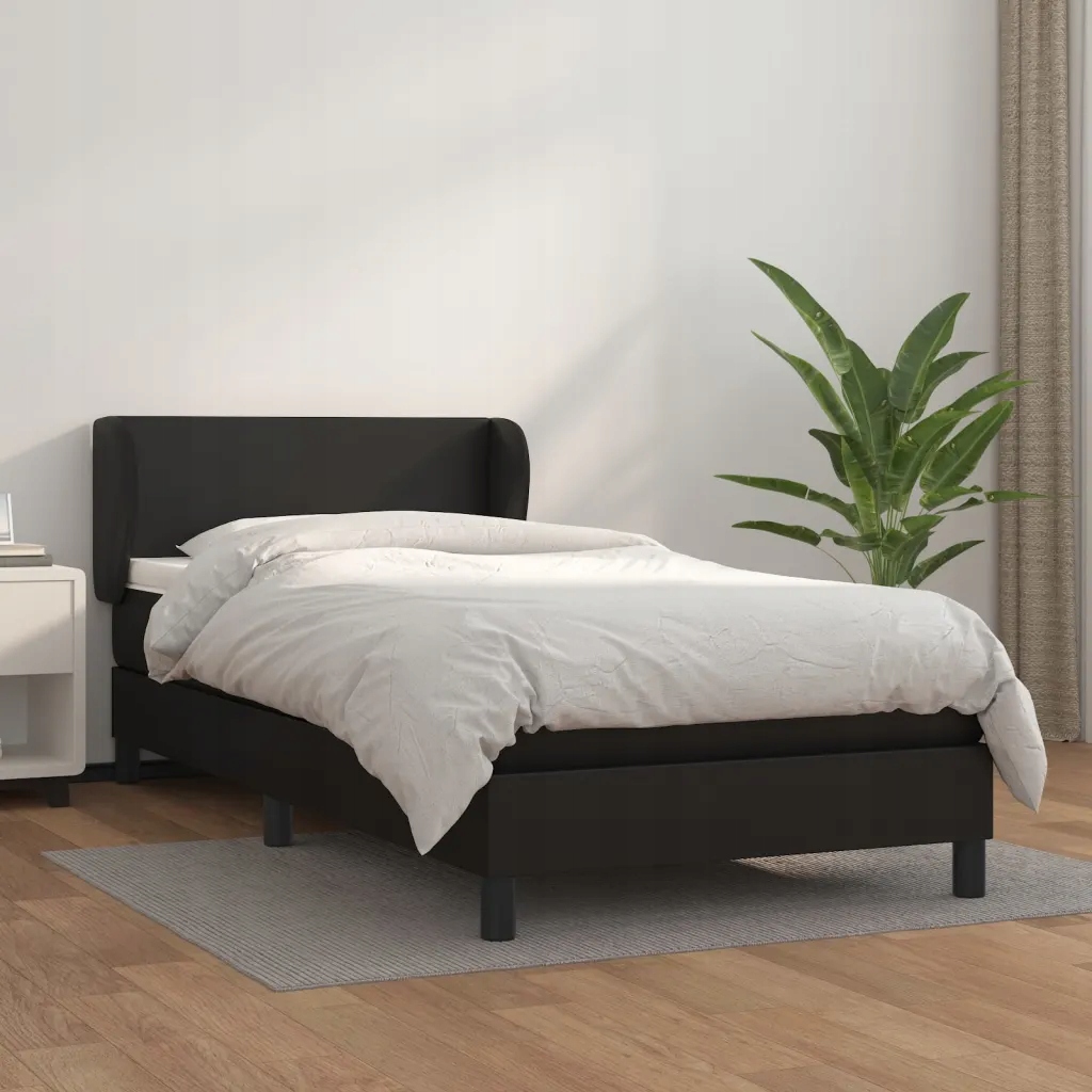 Box spring postel s matrací černá 100x200 cm umělá kůže Černý 3127175
