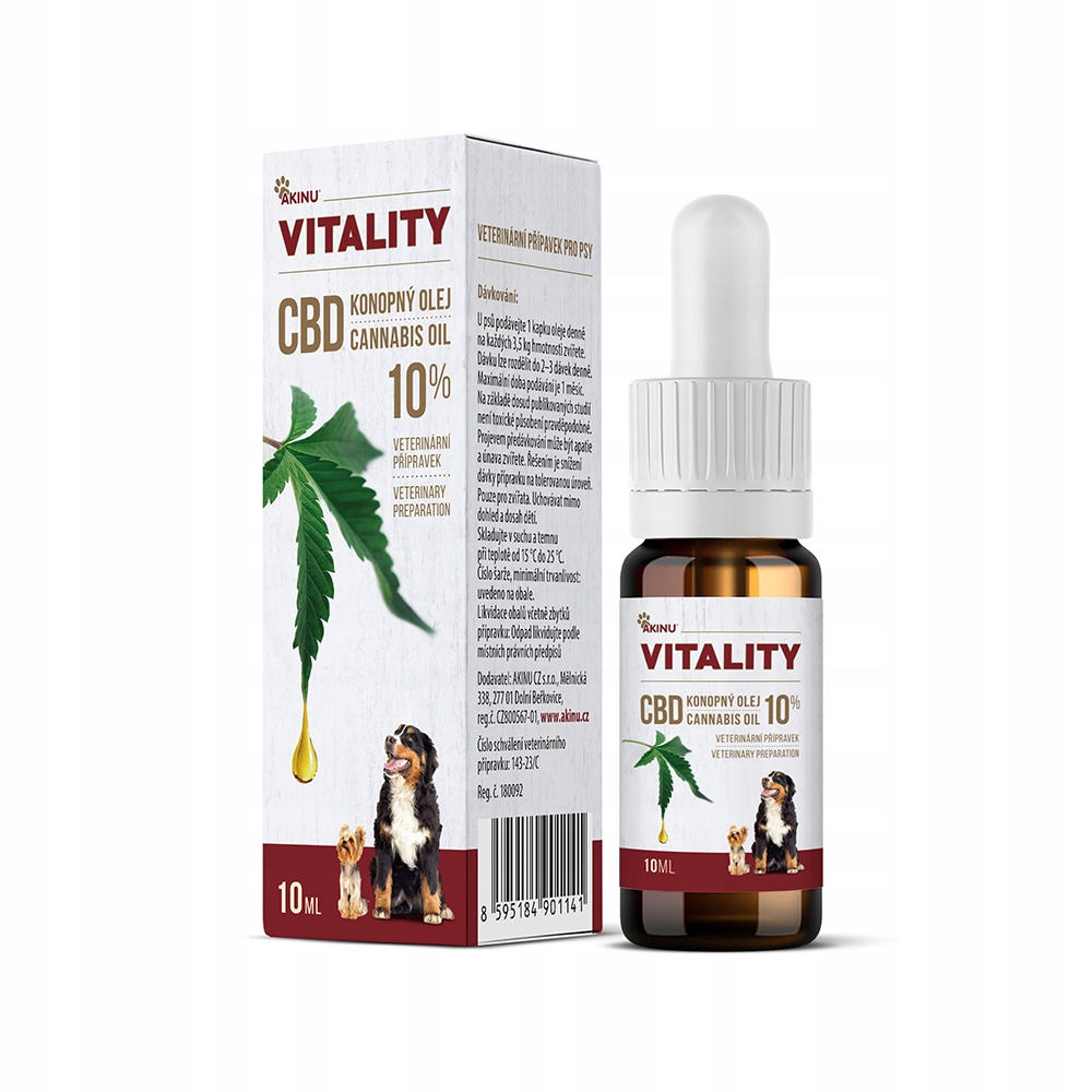 Akinu Vitality Cbd konopný olej pro psy 10%, 10 ml