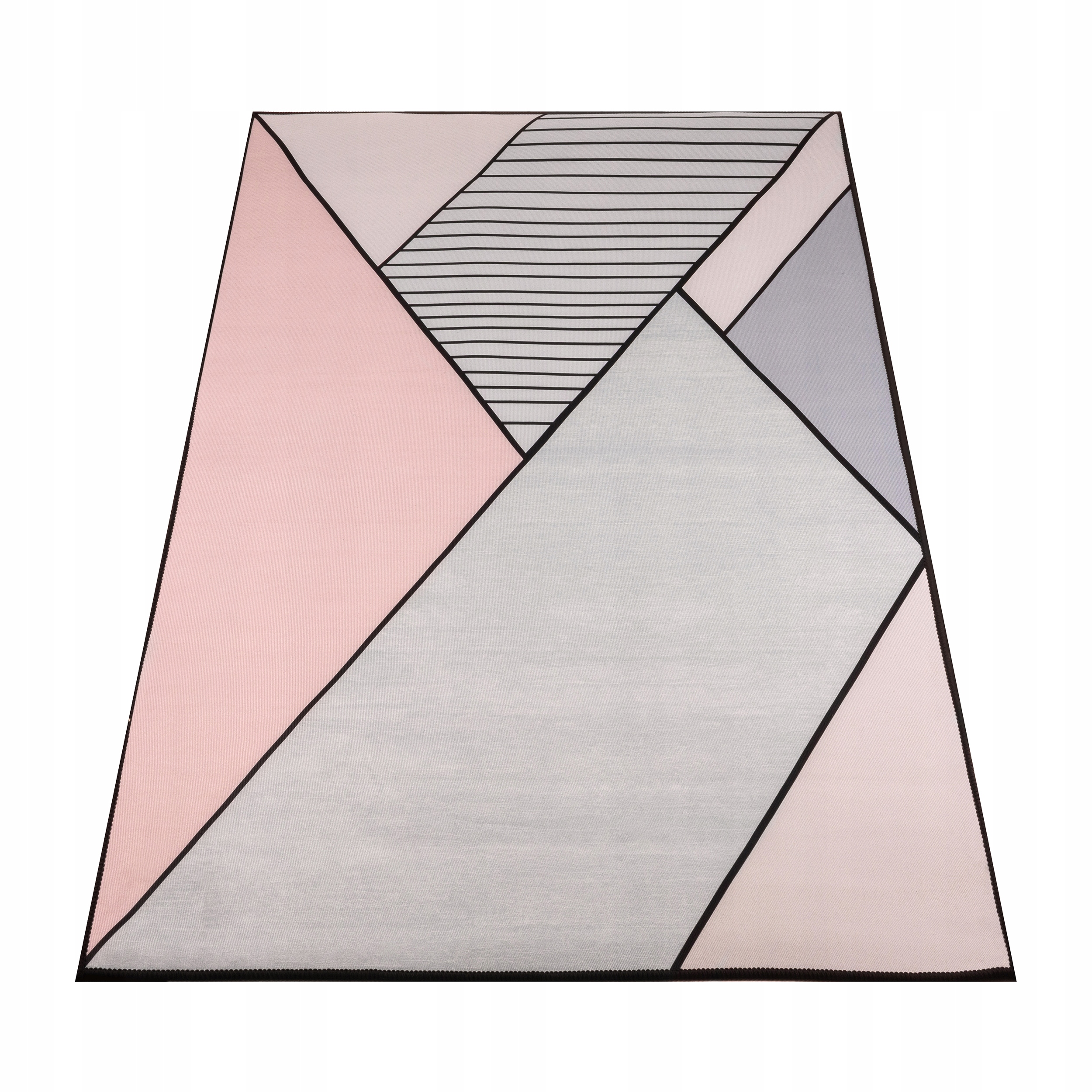 Koberec Růžovo-šedý 120x170 CM Do Obývacího Pokoje Ložnice Geometrický Protiskluzový