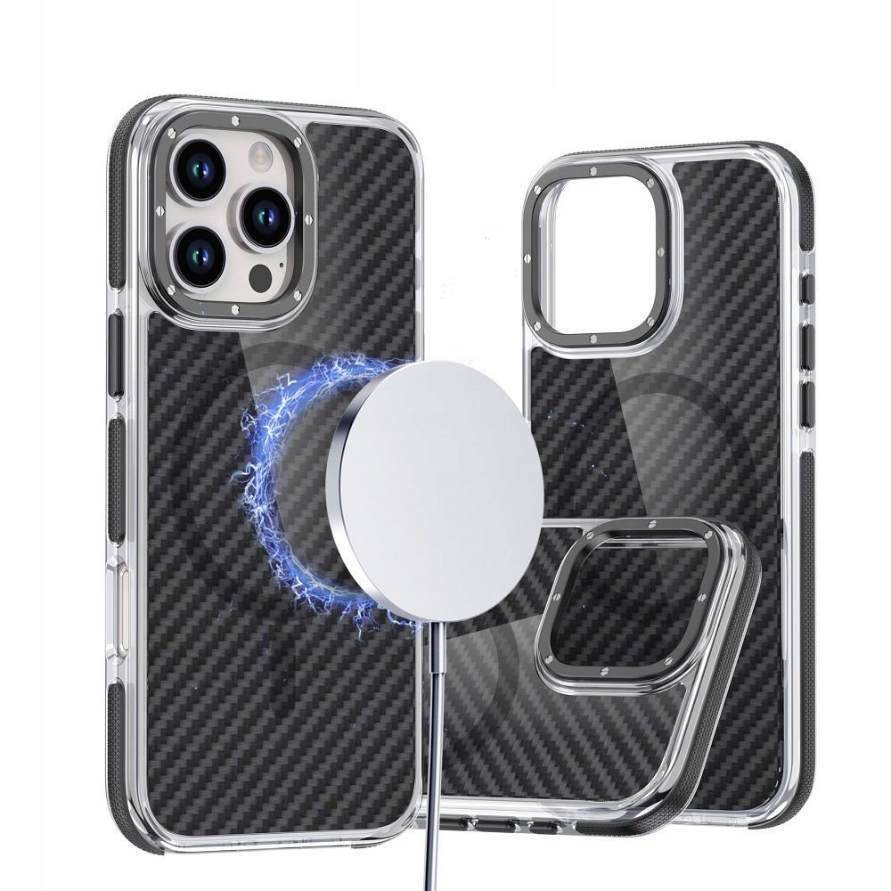 Samsung Galaxy S26 etui plastikowe, MagSafe, wzór karbonowy, wzmocnione narożniki, czarne