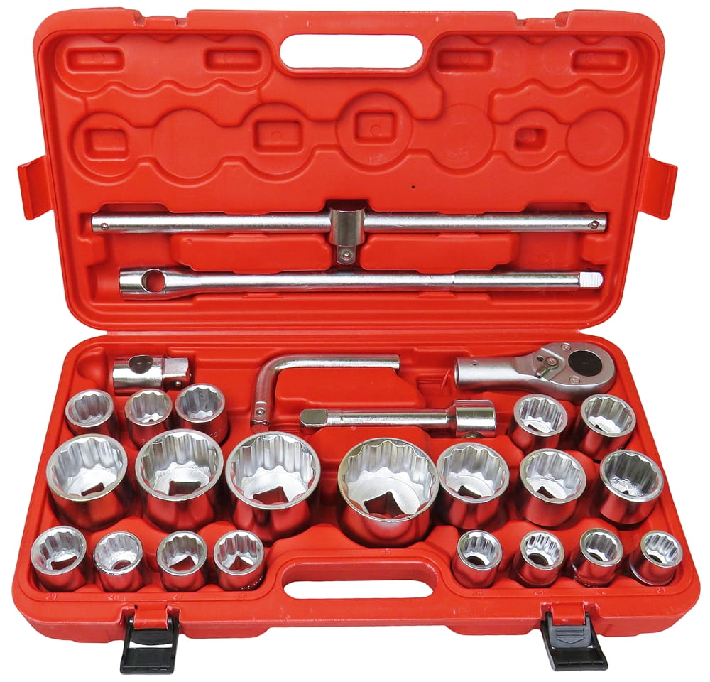 Nástrčné Kľúče 26ks 3/4'' 1'' 21-65 mm 12 Uhlové Sada Kľúčov Kufor