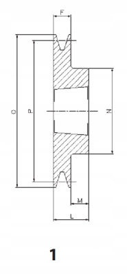 Koło pasowe SPB 90 /R1 ( 1x17 )/TL1210 Model KP-B/90/R1/TL