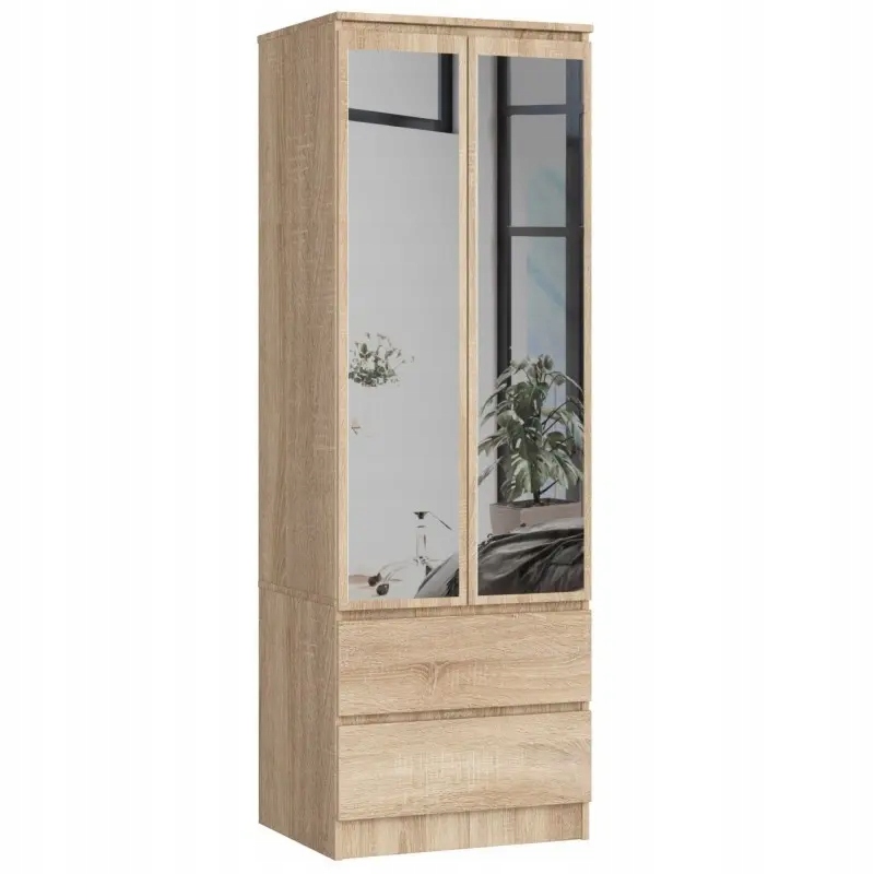 

Mała szafa do salonu z lustrem 60 cm dąb sonoma
