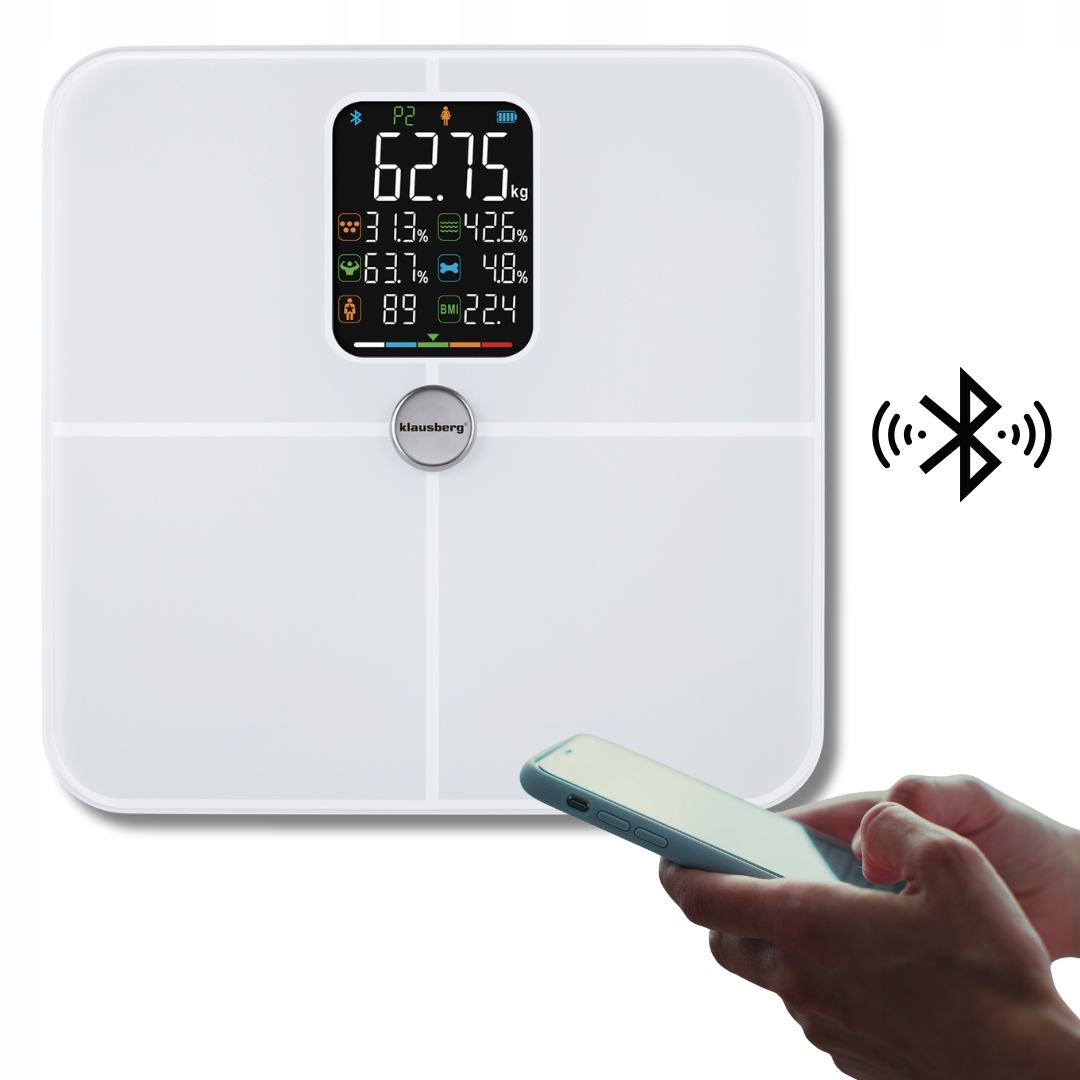 Waga Łazienkowa Smart analizator skład ciała 180kg analityczna inteligentna