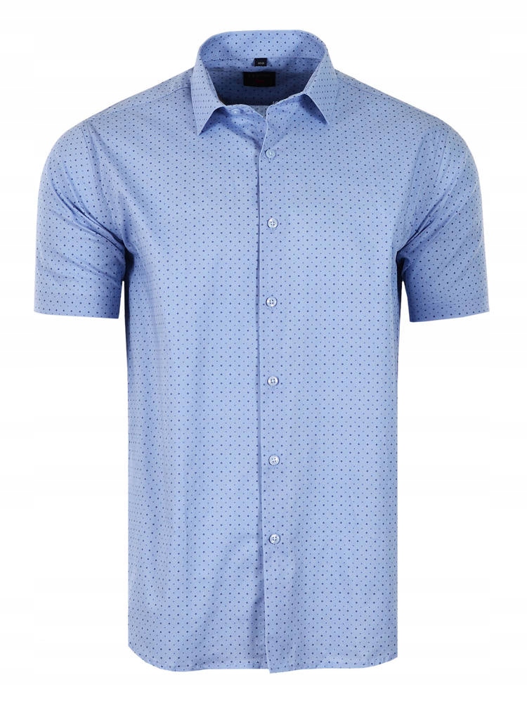 46/47 KOSZULA WZORY BŁĘKITNA KRÓTKI RĘKAW